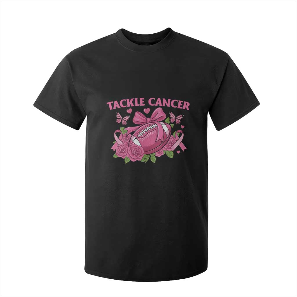 Tackle Cancer T Shirt For Kid Football Breast Cancer Awareness Pink Ribbon TS12 Black Print Your Wear