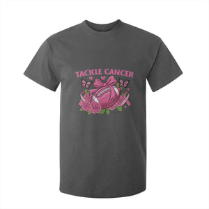 Tackle Cancer T Shirt For Kid Football Breast Cancer Awareness Pink Ribbon TS12 Dark Heather Print Your Wear