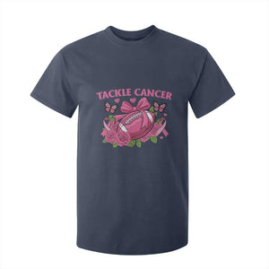 Tackle Cancer T Shirt For Kid Football Breast Cancer Awareness Pink Ribbon TS12 Navy Print Your Wear