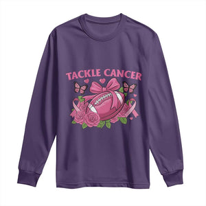 Tackle Cancer Long Sleeve Shirt Football Breast Cancer Awareness Pink Ribbon TS12 Purple Print Your Wear