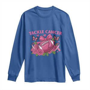 Tackle Cancer Long Sleeve Shirt Football Breast Cancer Awareness Pink Ribbon TS12 Royal Blue Print Your Wear