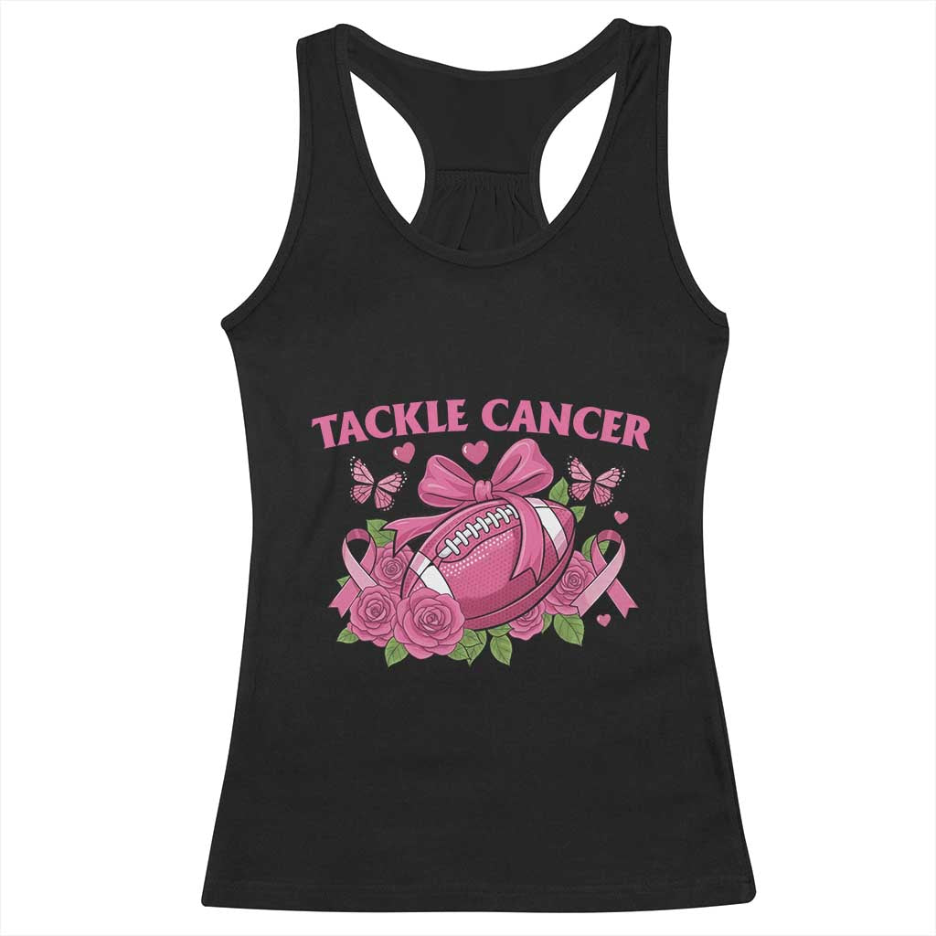 Tackle Cancer Racerback Tank Top Football Breast Cancer Awareness Pink Ribbon TS12 Black Print Your Wear