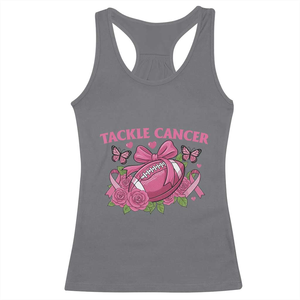 Tackle Cancer Racerback Tank Top Football Breast Cancer Awareness Pink Ribbon TS12 Charcoal Print Your Wear