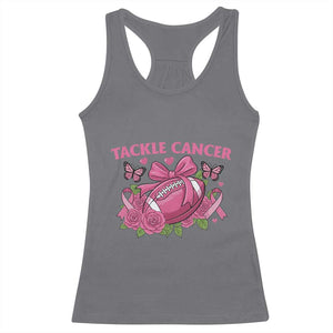 Tackle Cancer Racerback Tank Top Football Breast Cancer Awareness Pink Ribbon TS12 Charcoal Print Your Wear