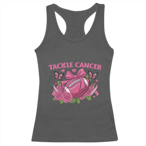 Tackle Cancer Racerback Tank Top Football Breast Cancer Awareness Pink Ribbon TS12 Dark Heather Print Your Wear