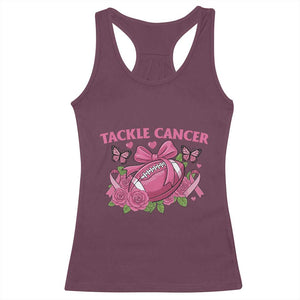 Tackle Cancer Racerback Tank Top Football Breast Cancer Awareness Pink Ribbon TS12 Maroon Print Your Wear