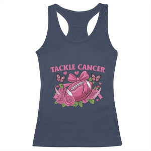 Tackle Cancer Racerback Tank Top Football Breast Cancer Awareness Pink Ribbon TS12 Navy Print Your Wear