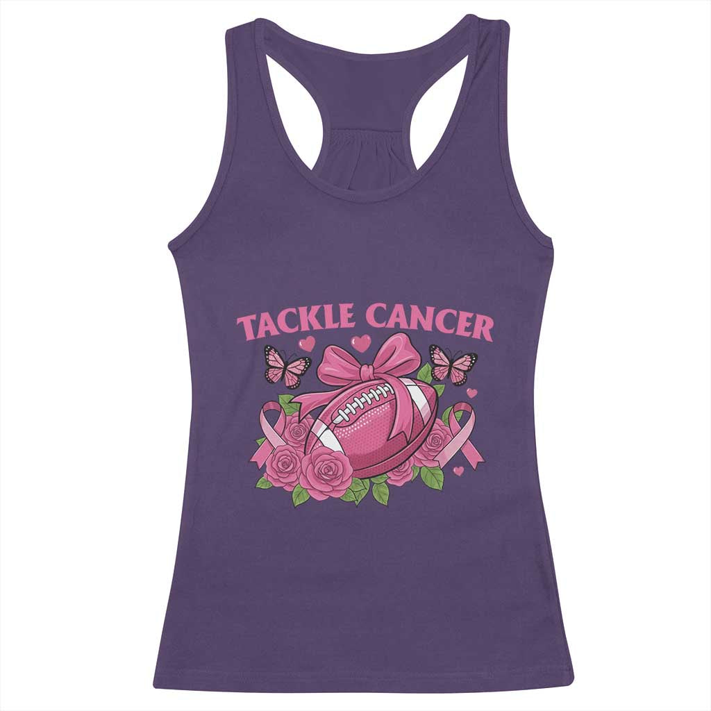 Tackle Cancer Racerback Tank Top Football Breast Cancer Awareness Pink Ribbon TS12 Purple Print Your Wear