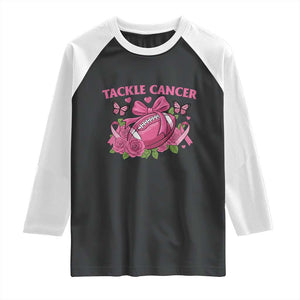 Tackle Cancer Raglan Shirt Football Breast Cancer Awareness Pink Ribbon TS12 Black White Print Your Wear