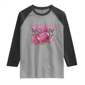 Tackle Cancer Raglan Shirt Football Breast Cancer Awareness Pink Ribbon TS12 Sport Gray Black Print Your Wear
