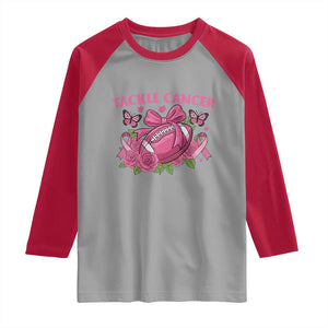 Tackle Cancer Raglan Shirt Football Breast Cancer Awareness Pink Ribbon TS12 Sport Gray Red Print Your Wear