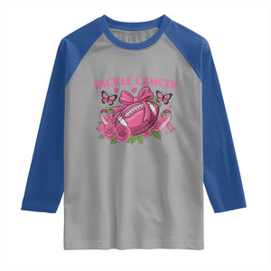 Tackle Cancer Raglan Shirt Football Breast Cancer Awareness Pink Ribbon TS12 Sport Gray Royal Print Your Wear