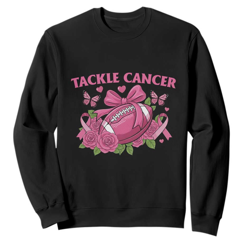 Tackle Cancer Sweatshirt Football Breast Cancer Awareness Pink Ribbon TS12 Black Print Your Wear