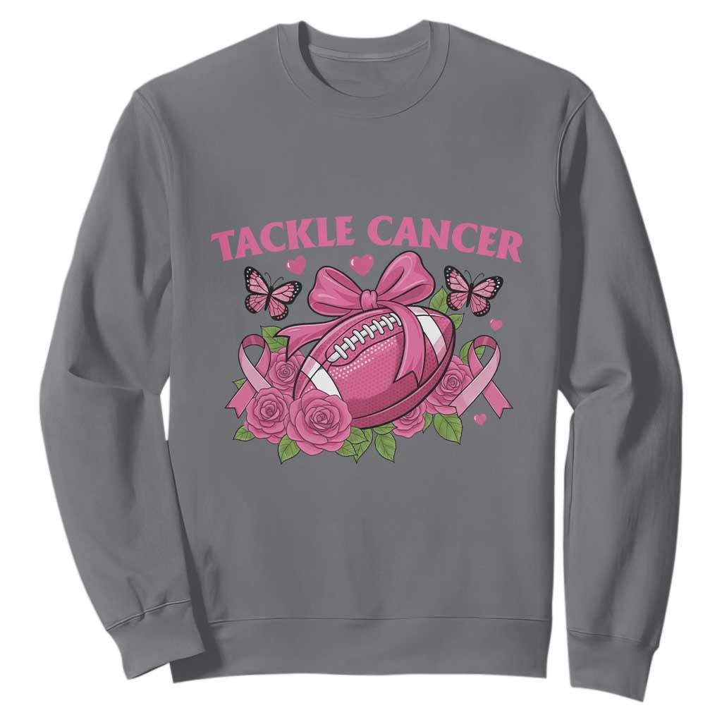 Tackle Cancer Sweatshirt Football Breast Cancer Awareness Pink Ribbon TS12 Charcoal Print Your Wear