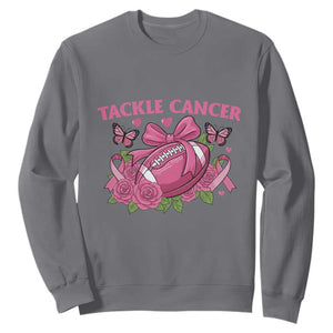 Tackle Cancer Sweatshirt Football Breast Cancer Awareness Pink Ribbon TS12 Charcoal Print Your Wear