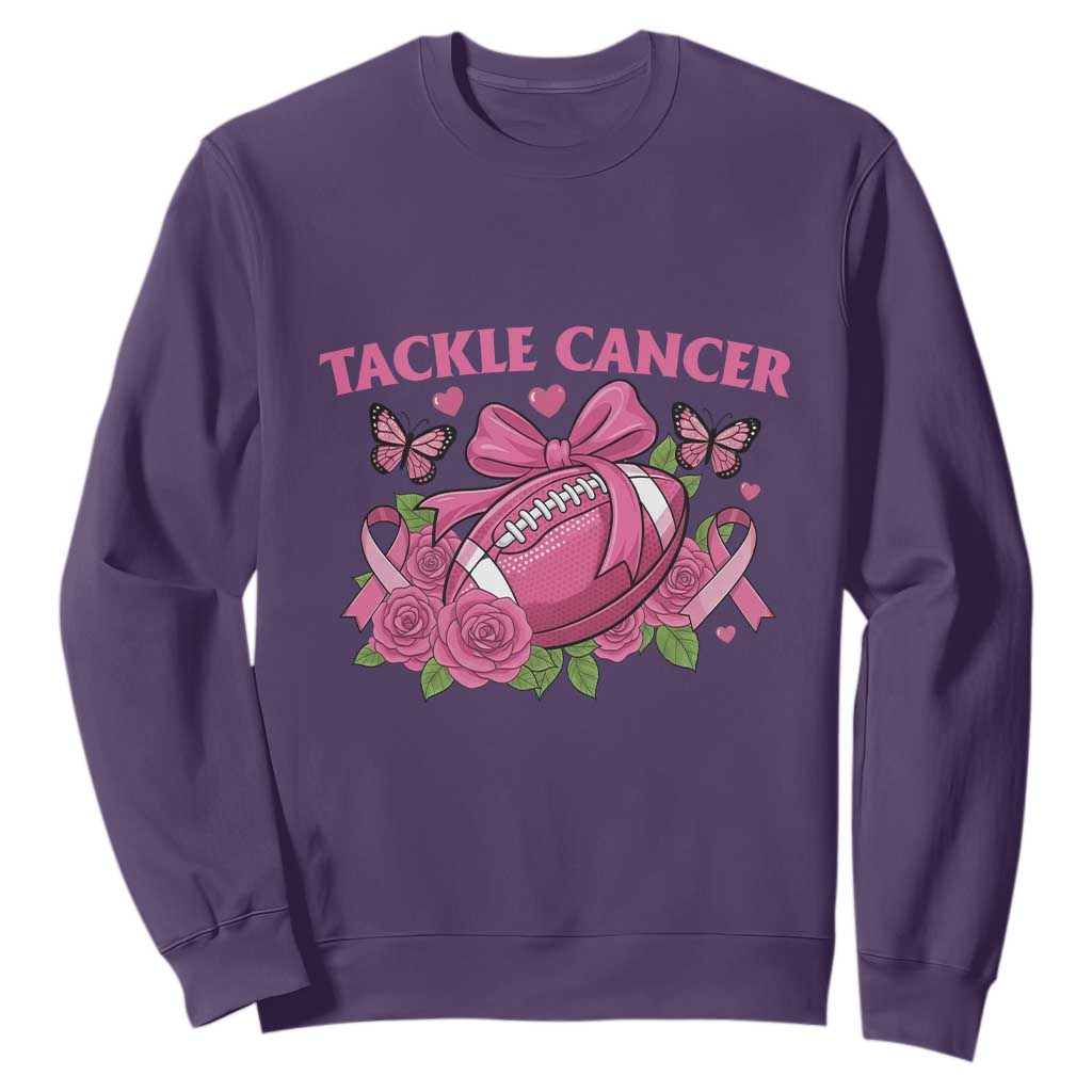 Tackle Cancer Sweatshirt Football Breast Cancer Awareness Pink Ribbon TS12 Purple Print Your Wear