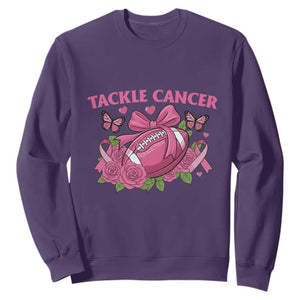 Tackle Cancer Sweatshirt Football Breast Cancer Awareness Pink Ribbon TS12 Purple Print Your Wear