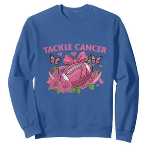 Tackle Cancer Sweatshirt Football Breast Cancer Awareness Pink Ribbon TS12 Royal Blue Print Your Wear