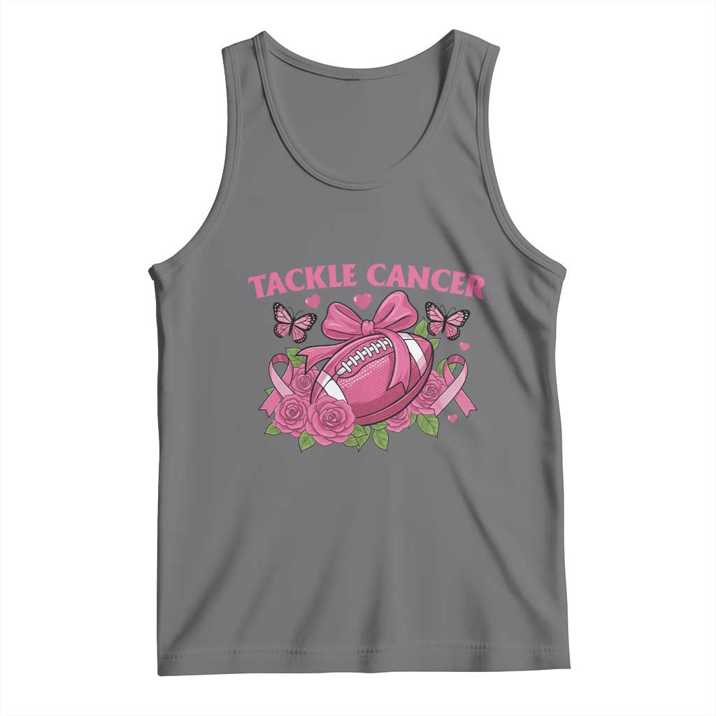 Tackle Cancer Tank Top Football Breast Cancer Awareness Pink Ribbon TS12 Black Heather Print Your Wear