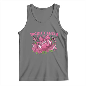 Tackle Cancer Tank Top Football Breast Cancer Awareness Pink Ribbon TS12 Black Heather Print Your Wear