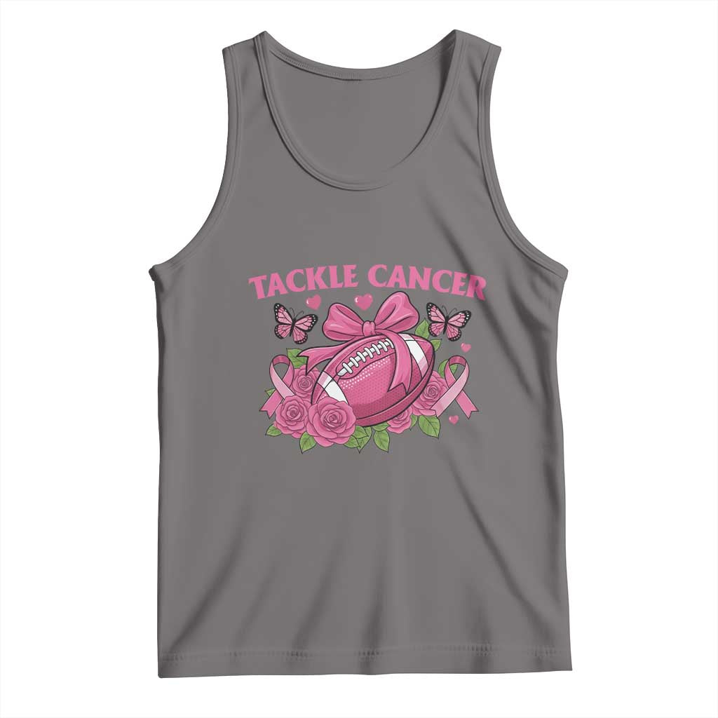 Tackle Cancer Tank Top Football Breast Cancer Awareness Pink Ribbon TS12 Deep Heather Print Your Wear