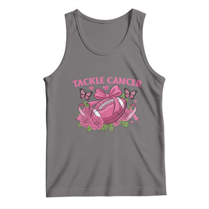 Tackle Cancer Tank Top Football Breast Cancer Awareness Pink Ribbon TS12 Deep Heather Print Your Wear
