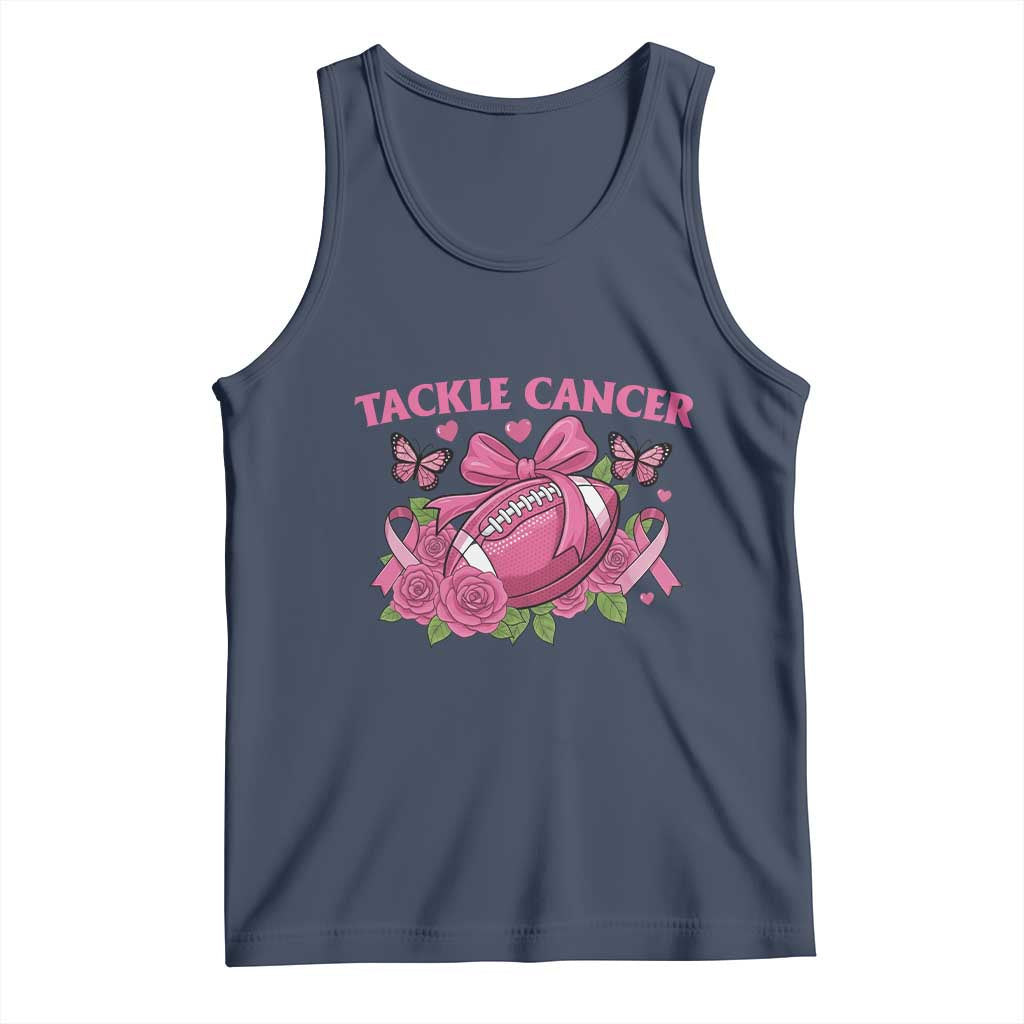 Tackle Cancer Tank Top Football Breast Cancer Awareness Pink Ribbon TS12 Navy Print Your Wear
