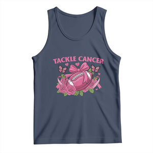 Tackle Cancer Tank Top Football Breast Cancer Awareness Pink Ribbon TS12 Navy Print Your Wear