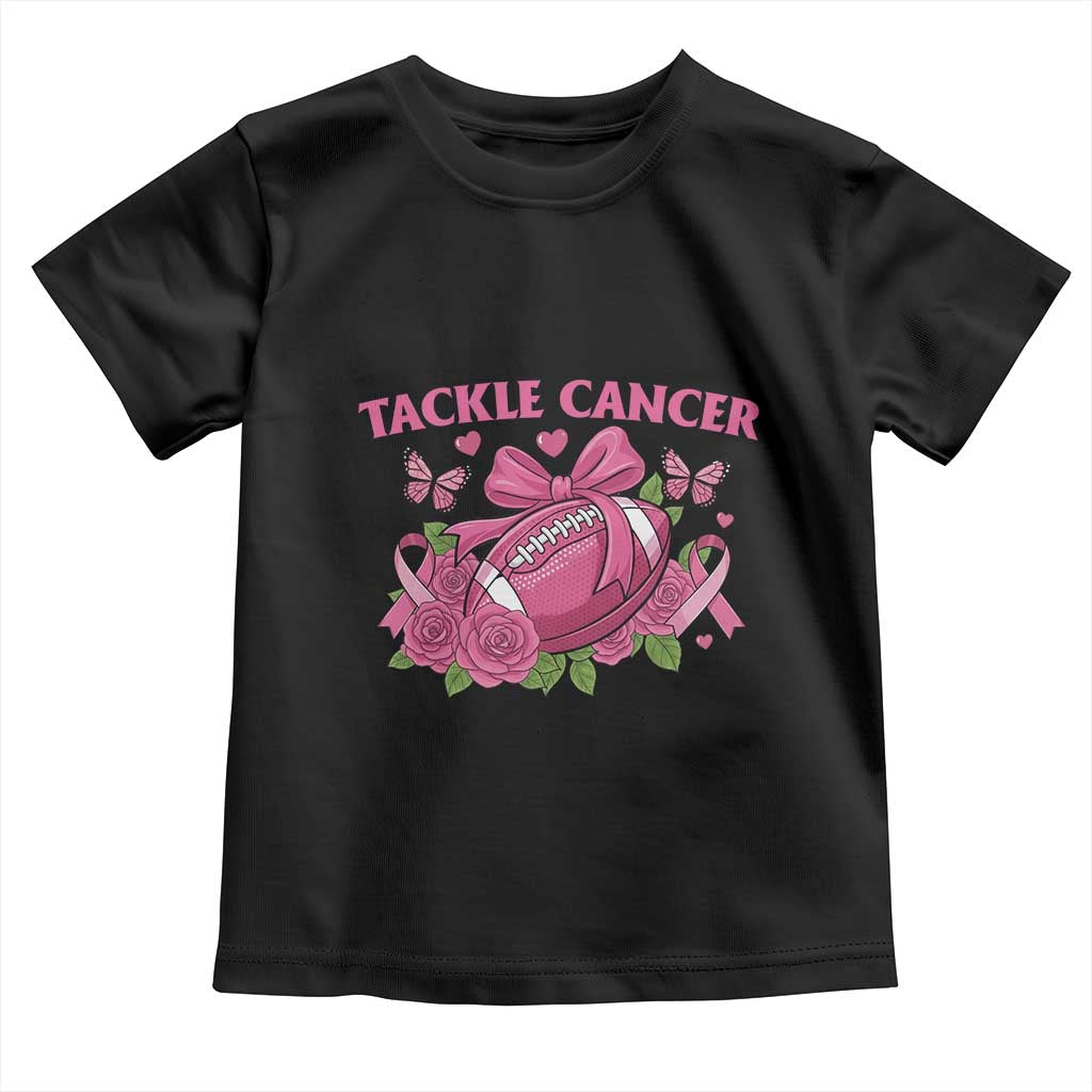 Tackle Cancer Toddler T Shirt Football Breast Cancer Awareness Pink Ribbon TS12 Black Print Your Wear
