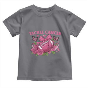 Tackle Cancer Toddler T Shirt Football Breast Cancer Awareness Pink Ribbon TS12 Charcoal Print Your Wear