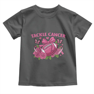 Tackle Cancer Toddler T Shirt Football Breast Cancer Awareness Pink Ribbon TS12 Dark Heather Print Your Wear