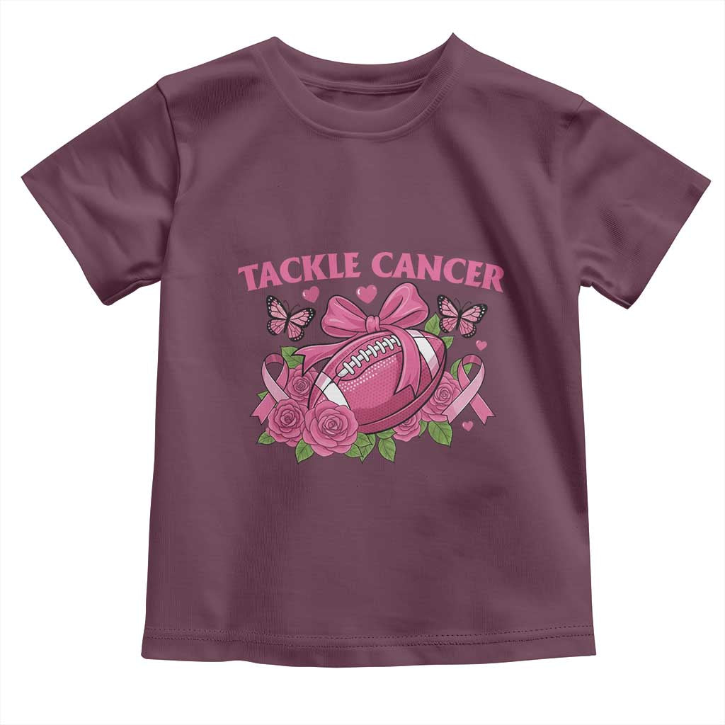 Tackle Cancer Toddler T Shirt Football Breast Cancer Awareness Pink Ribbon TS12 Maroon Print Your Wear