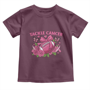 Tackle Cancer Toddler T Shirt Football Breast Cancer Awareness Pink Ribbon TS12 Maroon Print Your Wear