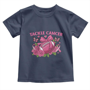 Tackle Cancer Toddler T Shirt Football Breast Cancer Awareness Pink Ribbon TS12 Navy Print Your Wear