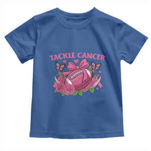 Tackle Cancer Toddler T Shirt Football Breast Cancer Awareness Pink Ribbon TS12 Royal Blue Print Your Wear