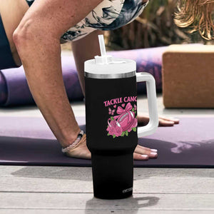 Tackle Cancer Tumbler With Handle Football Breast Cancer Awareness Pink Ribbon TS12 Print Your Wear