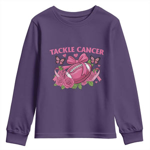 Tackle Cancer Youth Sweatshirt Football Breast Cancer Awareness Pink Ribbon TS12 Purple Print Your Wear