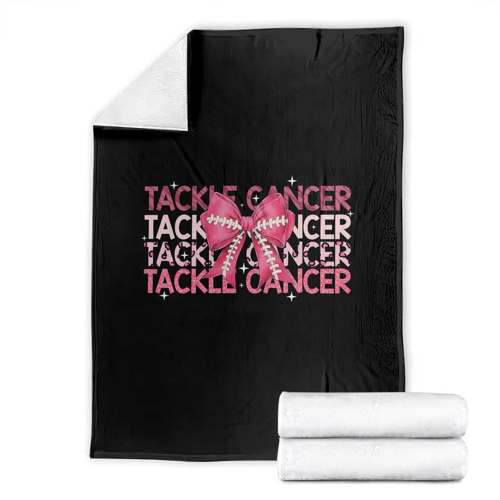 October Tackle Cancer Football Breast Cancer Awareness Throw Blanket TS12 Black Print Your Wear