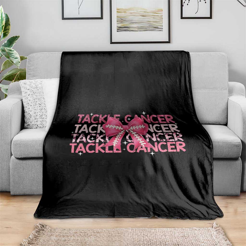 October Tackle Cancer Football Breast Cancer Awareness Throw Blanket TS12 Print Your Wear