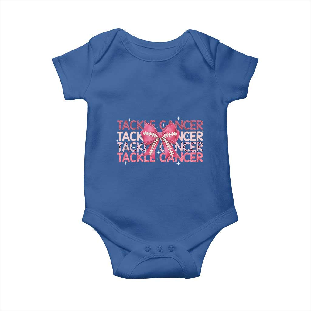October Tackle Cancer Football Breast Cancer Awareness Baby Onesie TS12 Royal Blue Print Your Wear