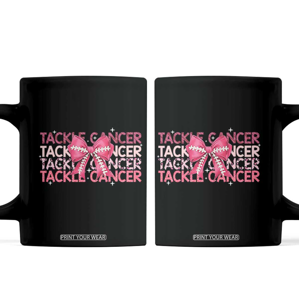 October Tackle Cancer Football Breast Cancer Awareness Coffee Mug TS12 Black Print Your Wear