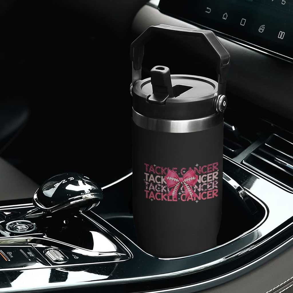 October Tackle Cancer Football Breast Cancer Awareness Flip Straw Tumbler TS12 Print Your Wear