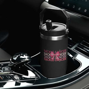 October Tackle Cancer Football Breast Cancer Awareness Flip Straw Tumbler TS12 Print Your Wear