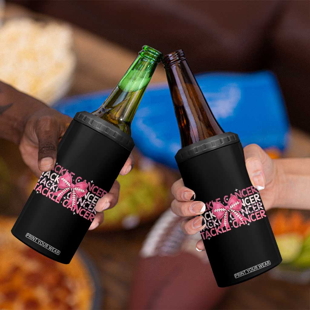 October Tackle Cancer Football Breast Cancer Awareness 4 in 1 Can Cooler Tumbler TS12 Print Your Wear
