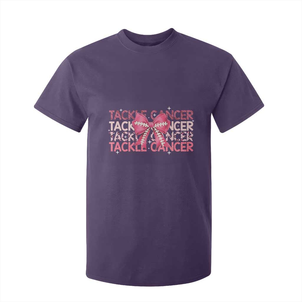October Tackle Cancer Football Breast Cancer Awareness T Shirt For Kid TS12 Purple Print Your Wear