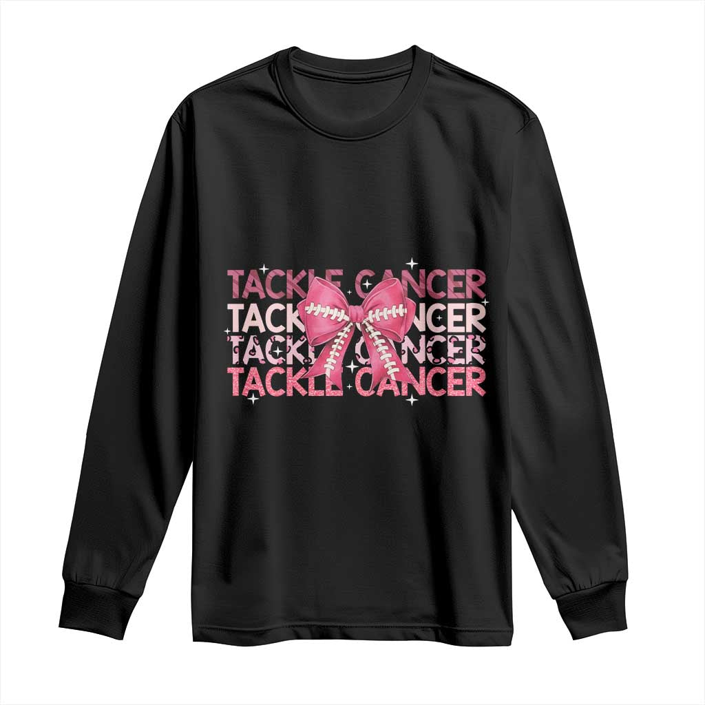 October Tackle Cancer Football Breast Cancer Awareness Long Sleeve Shirt TS12 Black Print Your Wear