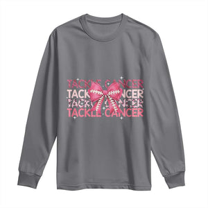October Tackle Cancer Football Breast Cancer Awareness Long Sleeve Shirt TS12 Charcoal Print Your Wear