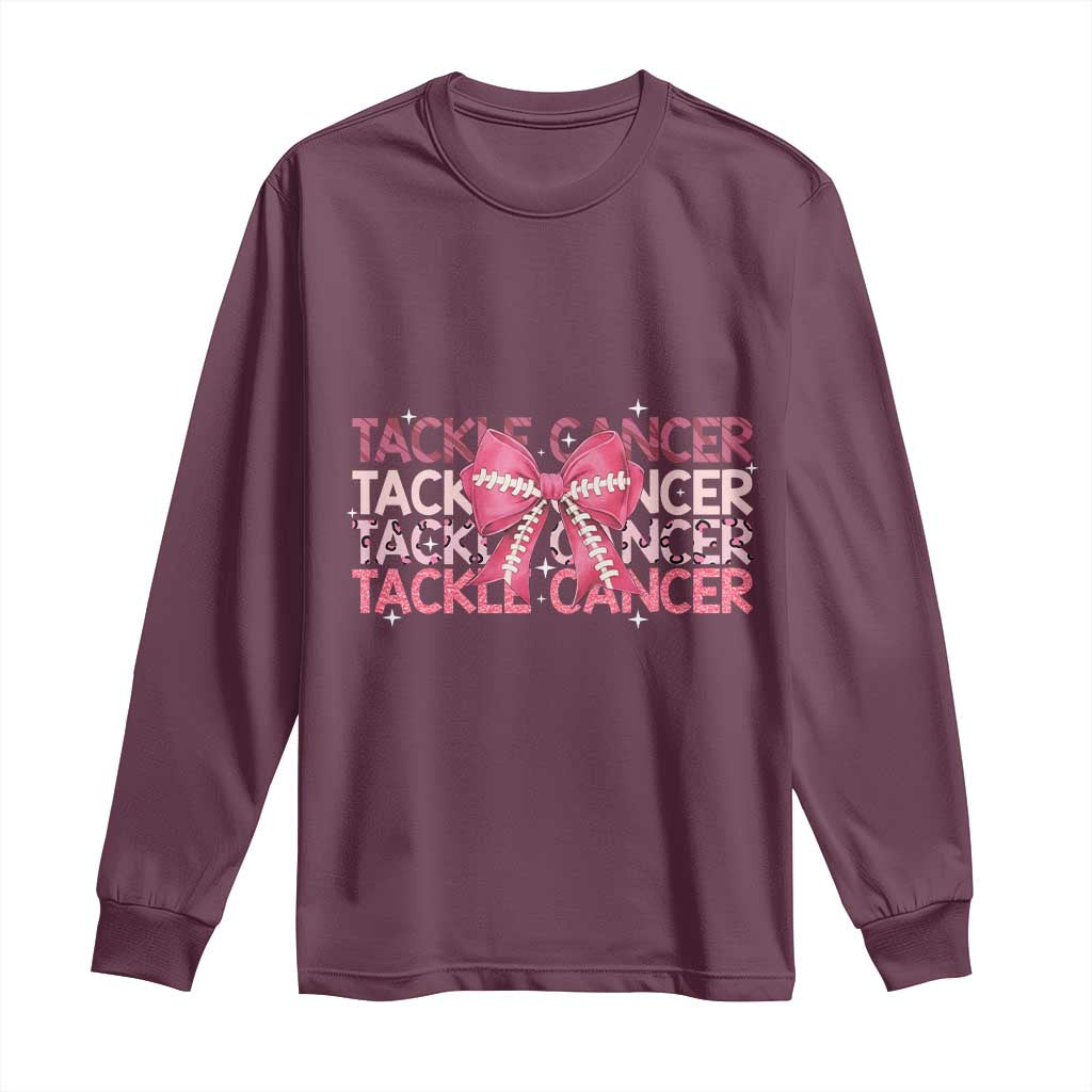 October Tackle Cancer Football Breast Cancer Awareness Long Sleeve Shirt TS12 Maroon Print Your Wear