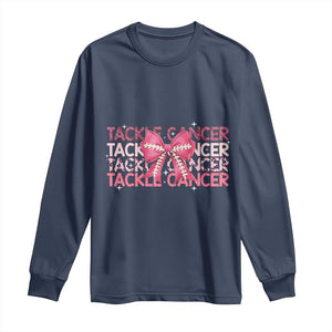 October Tackle Cancer Football Breast Cancer Awareness Long Sleeve Shirt TS12 Navy Print Your Wear