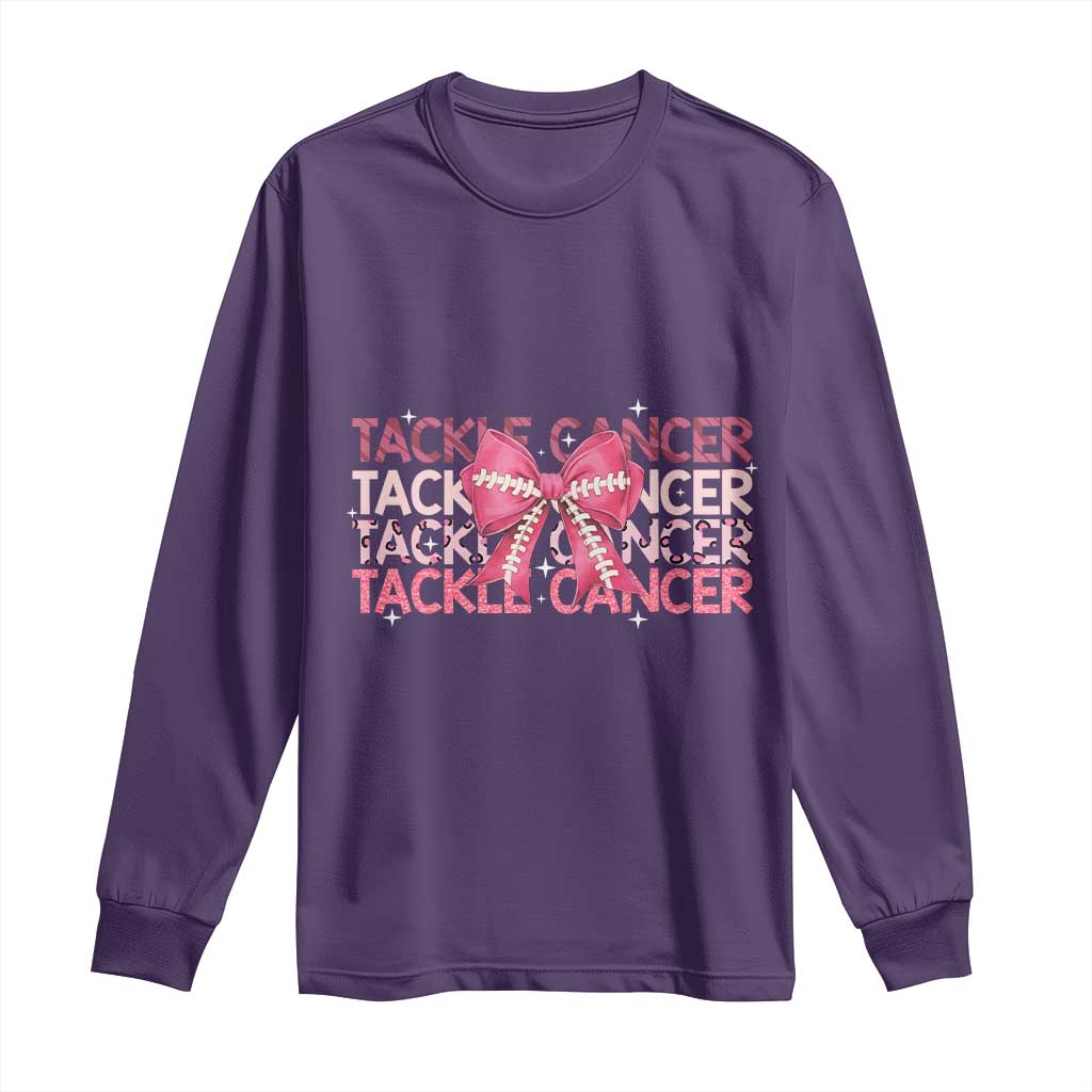 October Tackle Cancer Football Breast Cancer Awareness Long Sleeve Shirt TS12 Purple Print Your Wear